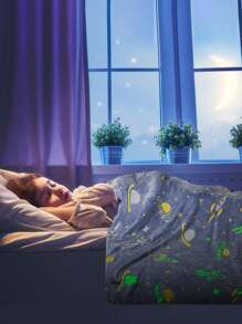 Frazada Que Brilla En La Oscuridad, Tamaño Matrimonial 180*220 cm, Manta De Franela Suave y Acogedora, Delicada y Suave Cuando Se Usa, Por Lo Que Es Ideal Para Niños y Personas Con Piel Sensible, Regalo Perfecto Para Niños y Niñas - Azul marino/Astronautas - Ver 6