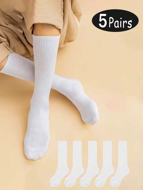 5 Pairs Of Summer Men's Socks Mid-Tube Socks White Socks Winter Tall Socks Black Socks Deodorant Sports Socks European American Size