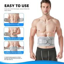 Faja de soporte lumbar con placa de metal para la espalda baja para mujeres y hombres - Gris - Ver 7