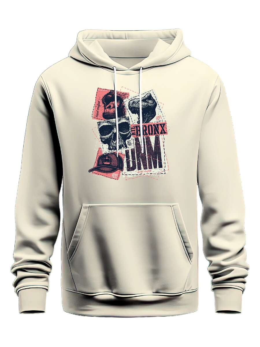 Men Hoodies - 米色 - 查看 1