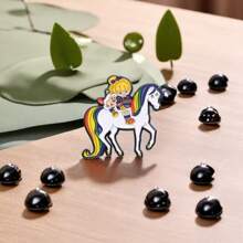 Cute Sun, Rainbow & White Horse Metal Brooch Badge, Versatile Decoration For Clothes, Backpack, Hat; Suitable As A Small Gift For Friends And Classmates Valentines - Multicolor - View 3