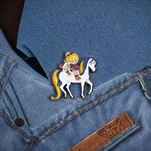 Cute Sun, Rainbow & White Horse Metal Brooch Badge, Versatile Decoration For Clothes, Backpack, Hat; Suitable As A Small Gift For Friends And Classmates Valentines - Multicolor - View 5