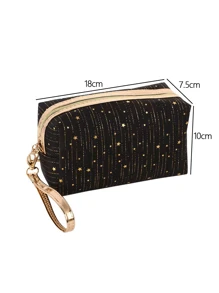 1pc Gold Foil Star Octagonal Cosmetic Storage Bag, Zipper Toiletry Bag, Portable Makeup Bag - Multicolor - View 5