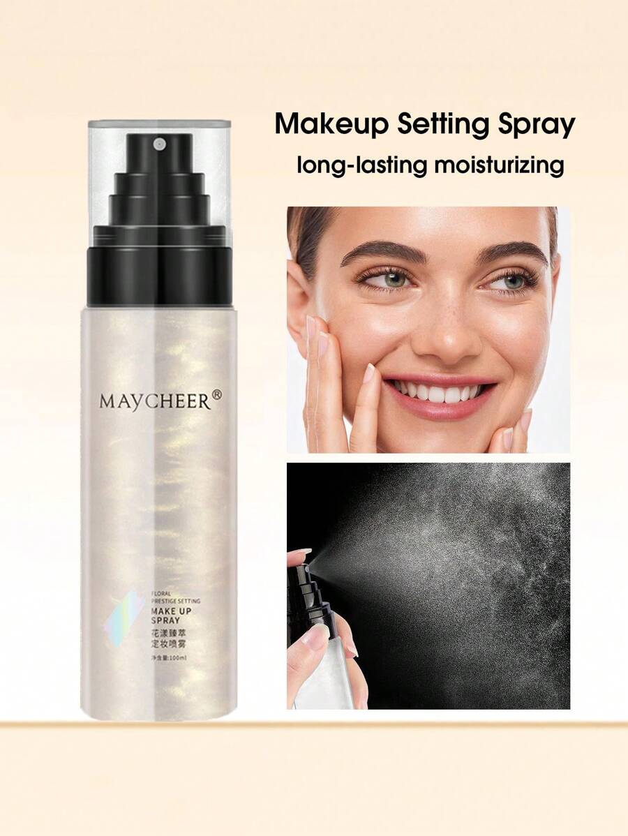 MAYCHEER 保濕定型噴霧，1入組持久面部彩妝產品控油定妝免洗定型噴霧 - 銀色 - 查看 1