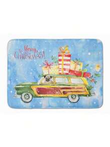 Merry Christmas Pug Machine Washable Memory Foam Mat - 彩色 - 查看 2