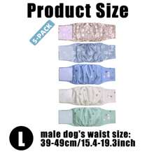 Tã vải cho chó đực 5counts, Quần đi tiểu cho chó có thể tái sử dụng, Đai quấn bụng cho thú cưng bằng vải có thể giặt được, Quần lót cho chó con, Tã chăm sóc thú cưng - Nhiều màu - Xem 11