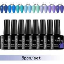 Set/Kit 8 pezzi da 8ml di smalto gel unghie glitterato, serie di colori viola, rosa, marrone, rosso, smalto semipermanente, da immergere, per unghie UV LED, per manicure