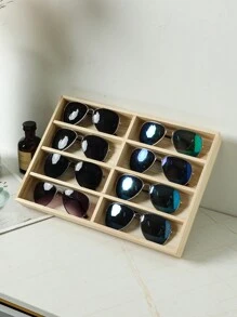 1 Peça Caixa de Armazenamento de Óculos de Grelha Múltipla de Madeira Natural, Bandeja Organizadora Multiuso de Jóias para Mesa, Bandeja de Exposição de Armazenamento de Óculos para Vitrine de Loja, Bandeja de Comercialização, Chá de Revelação de Gênero, Perfeito para Aniversários, Casamentos, Festas, O Presente Perfeito para Colegas, Amigos e Família, Volta às Aulas