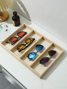 1 Peça Caixa de Armazenamento de Óculos de Grelha Múltipla de Madeira Natural, Bandeja Organizadora Multiuso de Jóias para Mesa, Bandeja de Exposição de Armazenamento de Óculos para Vitrine de Loja, Bandeja de Comercialização, Chá de Revelação de Gênero, Perfeito para Aniversários, Casamentos, Festas, O Presente Perfeito para Colegas, Amigos e Família, Volta às Aulas