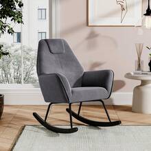 LIVINGANDHOME Living And Home Comfy Grey Nursery Rocking Chair - Grey - View 3