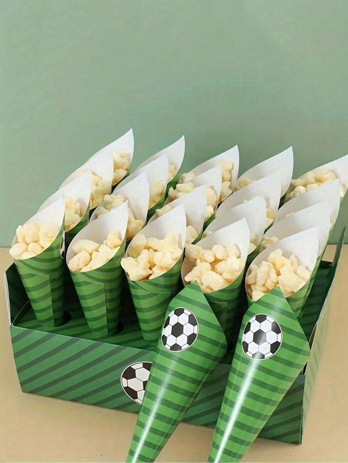 1set Soccer Theme Snack Cone, Birthday Party Popcorn Wrappers, Sports ...