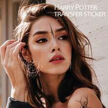 WB 2PCS Harry Potter Officially Licensed Tattoo Stickers Washable Long-Lasting Not Easy To Fade Good Body Effect Water Transfer Sticker Colorful Geometric Four College Hogwarts Logo - Black - View 3