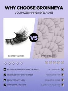 GROINNEYA 10對加量睫毛膏假睫毛，人造貂毛假睫毛，蓬鬆柔軟的睫毛，長而厚實的卷翹睫毛延伸（SA101） - 黑色 - 查看 7