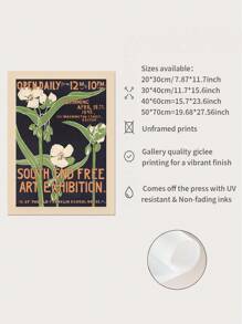 1入組新藝術風格花卉帆布海報印刷品 - 复古家居房間壁飾 - 無框畫印刷品 - 粉色 - 查看 6