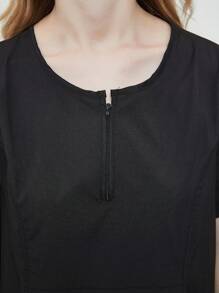 Pijama Uniforme Antifluidos Mujer Y Conjunto top de manga corta con pantalones, Enfermeras uniformes de verano de manga corta separa traje de enfermería uniformes de enfermería traje de lavado a mano ropa elástica de secado rápido top de manga corta con pantalones - Negro - Ver 6