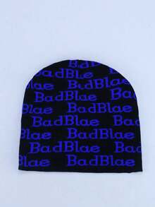 1 件 Badblae 刺繡字母針織帽秋冬戶外旅行保暖針織無邊帽通用尺寸 - 黑色 - 查看 3