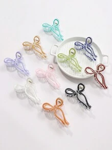 1pc Women's 11cm Elegant Ribbon Bow Plastic Drip Hair Claw Clip, Daily Wear Valentine's Day Valentines Hair Clips Hair Jaw Clip Hair Clamps Hair Clutch Hair Catcher Clip