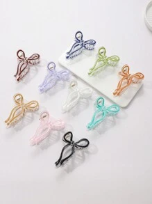 1pc Women's 11cm Elegant Ribbon Bow Plastic Drip Hair Claw Clip, Daily Wear Valentine's Day Valentines Hair Clips Hair Jaw Clip Hair Clamps Hair Clutch Hair Catcher Clip