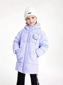 Annil Chaqueta acolchada de estilo occidental de longitud media, cálida y gruesa para niñas en invierno
