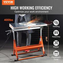 Welding Table 30  X 20   400lbs Load Capacity Steel Welding Workbench Table On Wheels  Folding Work Bench With Three 1.1  Slot  3 Tilt Angles  Adjustable Height  Retractable Guide Rails - 銀色 - 查看 5