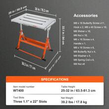 Welding Table 30  X 20   400lbs Load Capacity Steel Welding Workbench Table On Wheels  Folding Work Bench With Three 1.1  Slot  3 Tilt Angles  Adjustable Height  Retractable Guide Rails - 銀色 - 查看 7