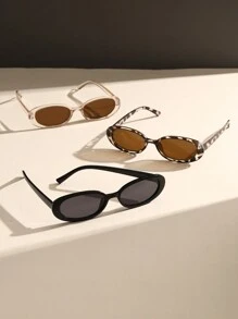 Set de 3 gafas de mujer con marco ovalado estilo Y2K para actividades al aire libre como senderismo, campamento, fiesta en la playa, vacaciones, accesorios de playa, de verano para vacaciones en la playa, actividades al aire libre, viajes, regreso a la escuela, estilo preppy, look escolar