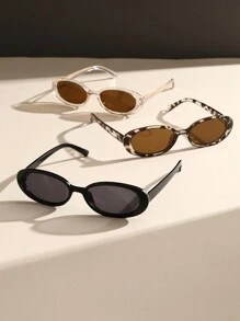 Set de 3 gafas de mujer con marco ovalado estilo Y2K para actividades al aire libre como senderismo, campamento, fiesta en la playa, vacaciones, accesorios de playa, de verano para vacaciones en la playa, actividades al aire libre, viajes, regreso a la escuela, estilo preppy, look escolar