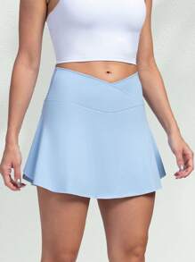 Women's Tennis Skirt With Liner Shorts Pockets High Waist Crossover Pleated Golf Athletic Skorts Sport Running Pickleball Workout Casual Mini Skirts - 藍色 - 查看 5
