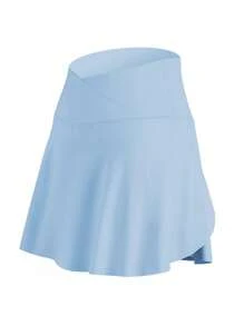 Women's Tennis Skirt With Liner Shorts Pockets High Waist Crossover Pleated Golf Athletic Skorts Sport Running Pickleball Workout Casual Mini Skirts - 藍色 - 查看 6