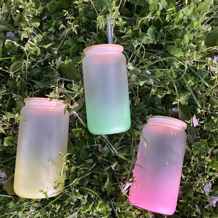 18盎司玻璃杯（附蓋和吸管），啤酒杯，奶茶杯，瓶子形狀的玻璃杯（適用於升華和日常使用），適用於聚會，熱飲、冷飲，咖啡，水果茶，牛奶 - 彩色 - 查看 9