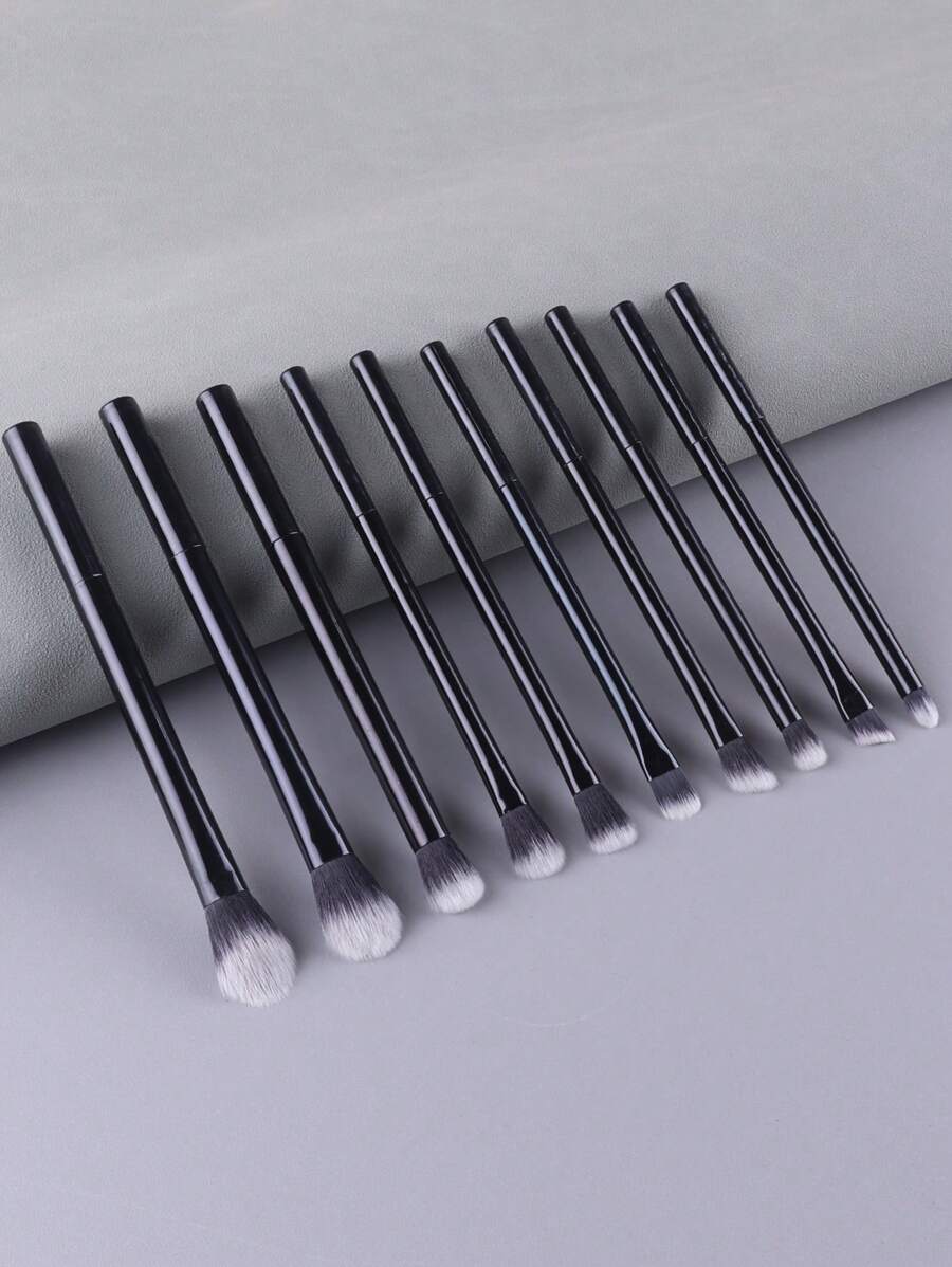 10支装黑色纤维眼影化妆刷套装，多功能眼部化妆刷旅行装，化妆刷套装，化妆刷组合，化妆刷套装，全套化妆工具，化妆刷套装，全套化妆工具，化妆刷套装，化妆刷套装，化妆礼盒套装 - 黑色 - 查看 1