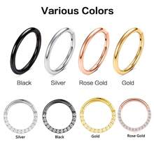 2 PEZZI Anelli per il naso a cerchio in acciaio chirurgico 316L con CZ frontali chiari, anelli per orecchie, cartilagine, daith, tragus, elice, rook, anelli per ombelico, capezzolo, setto nasale, sopracciglio, labbra, lobo, elice sottile da 6 mm, 8 mm, 10 mm, regali di San Valentino, gioielli per body piercing di San Valentino