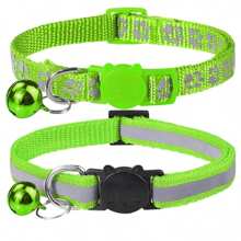 2 Stücke aus Polyester Haustierhalsbänder, eines mit Pfotenabdruckmuster und eines reflektierend gestreift, geeignet für kleine und mittelgroße Katzen und Hunde, für den Innen- und Außengebrauch geeignet - Verschiedenfarbig - Übersicht 14