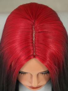 7JHH WIGS Ombre Red To Black Costume Wig For Women Extra Long Straight Hair Wig Middle Part Synthetic Heat Resistant Artificial Fiber Hair Suitable For Girl Party Stage Play Cosplay Use 32 Inch - 漸層紅色 - 查看 5