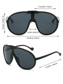 1副女士黑色PC镜框，超大包覆式时尚眼镜，适合日常佩戴和度假，是学校、海滩、情人节、Y2K音乐节、夏季海滩度假、户外活动和旅行的理想之选。 - 黑色 - 查看 5