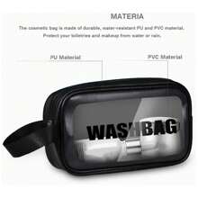 1Pc Small/Medium/Large Semi Transparent PVC Wash Bag, Multifunctional Travel Makeup Bag, Nylon Portable Wash Bag, Transparent Wash Bag, Bathing And Swimming Storage Bag Toiletry Bags Summer Travel Essentials For Beach Vacation Holiday School Supplies Dorm Essentials Back To School - Black - View 8