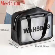 1Pc Small/Medium/Large Semi Transparent PVC Wash Bag, Multifunctional Travel Makeup Bag, Nylon Portable Wash Bag, Transparent Wash Bag, Bathing And Swimming Storage Bag Toiletry Bags Summer Travel Essentials For Beach Vacation Holiday School Supplies Dorm Essentials Back To School - Black - View 4