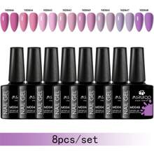 Set/Kit 8 pezzi da 8ml di smalto gel unghie glitterato, serie di colori viola, rosa, marrone, rosso, smalto semipermanente, da immergere, per unghie UV LED, per manicure
