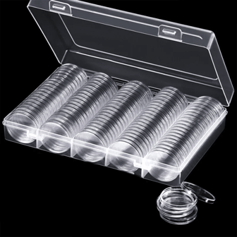 100Pcs /30mm Transparent Coin Cases Coins Storage Capsules Protection Box Container Holder Coin Collecting Box Case Collect