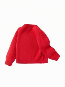 Balabala 2024 Neujahr Mädchen Pullover, Kleine Mädchen gestrickter Pullover, Tierkreis Neujahrssegen Top - Rot - Übersicht 8