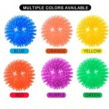 1pc/3pcs TPR Squeaky Dog & Cat Chew Toy Ball With Spiky Tips, Dental Training