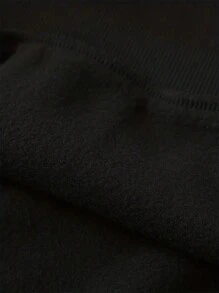 Hombres Capucha termica con estampado de slogan con bolsillo de canguro con cordon - Negro - Ver 7