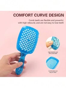 1 Pc Curl Styling Brush, Wet And Dry Anti-Static Hair Brush Hair Brush, Reduce Hair Pulling And Curl Separation Unisex - Multicolor - View 8