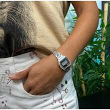 Cássio Retro MINI Digital Led Electronic Vintage Women's Watch - MINI Silver/Gray Gift - Bạc - Xem 1