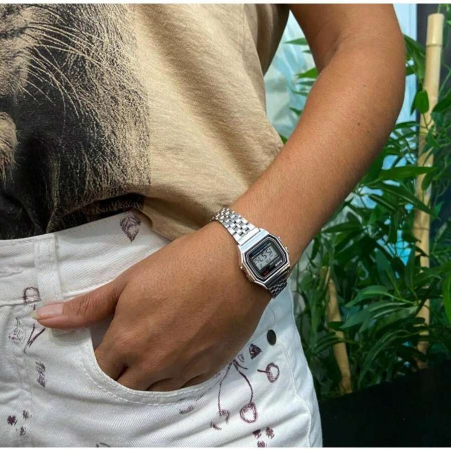 Cássio Retro MINI Digital Led Electronic Vintage Women's Watch - MINI Silver/Gray Gift - Bạc - Xem 1