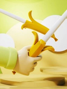 1pc Banana Extendable Sword, 3D Printed Gravitational Spiral Warrior Blade, Official Licensed Cool Banana Carrot Toy - Multicolor - View 4