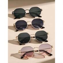 conjuntos 4 piezas gafas de sol con marco metalico, estilo Y2K cool, diseño geometrico para mujeres y hombres, adecuadas para vacaciones playa y uso diario. con proteccion UV400 - Multicolor - Ver 7