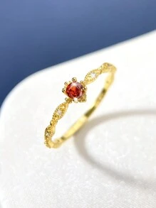 1 chiếc nhẫn Emerald & Ruby, nhẫn bạc S925 cao cấp dành cho nữ, quà tặng trang sức sang trọng và tinh tế. - Vàng - Xem 4