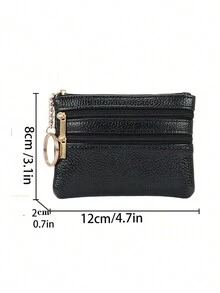 Women's Simple Mini Coin Purse Zipper Faux Leather Clutch Purse Portable Keychain Bag Wallet Small - Coral Pink - View 3