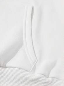 Hombres Capucha termica con estampado de slogan con bolsillo de canguro con cordon - Blanco - Ver 5